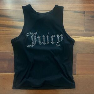Y2K black Juicy Couture logo women’s soft ribbed tank top. Size large